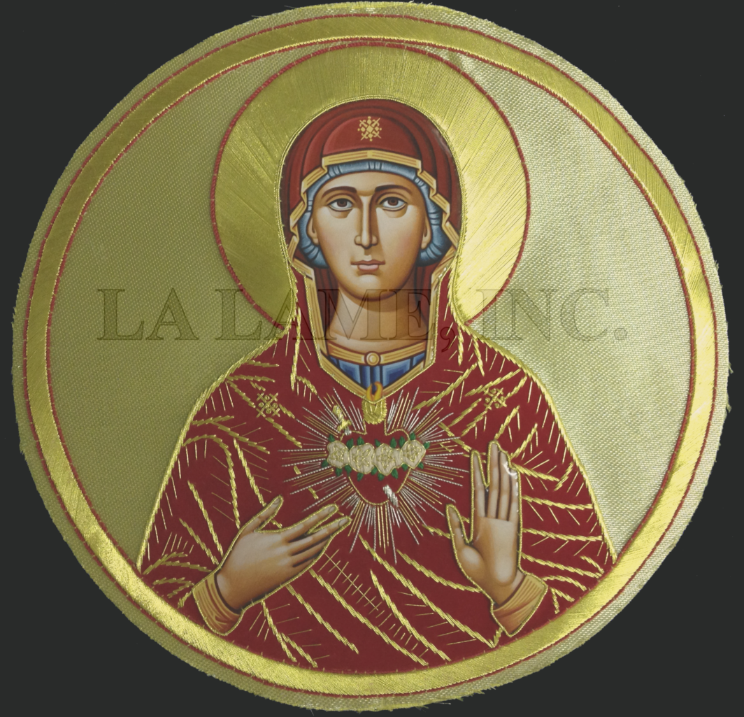 Round Appliqué with an image of the Immaculate Heart Theotokos