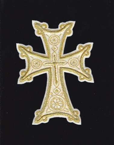 Armenian Cross 4" White/Gold