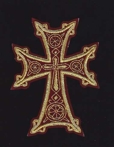 Armenian Cross 4" Burgundy/Gold