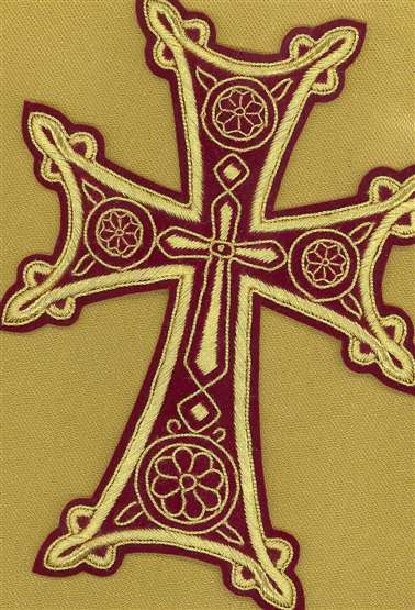 Armenian Cross 7" Burgundy/Gold