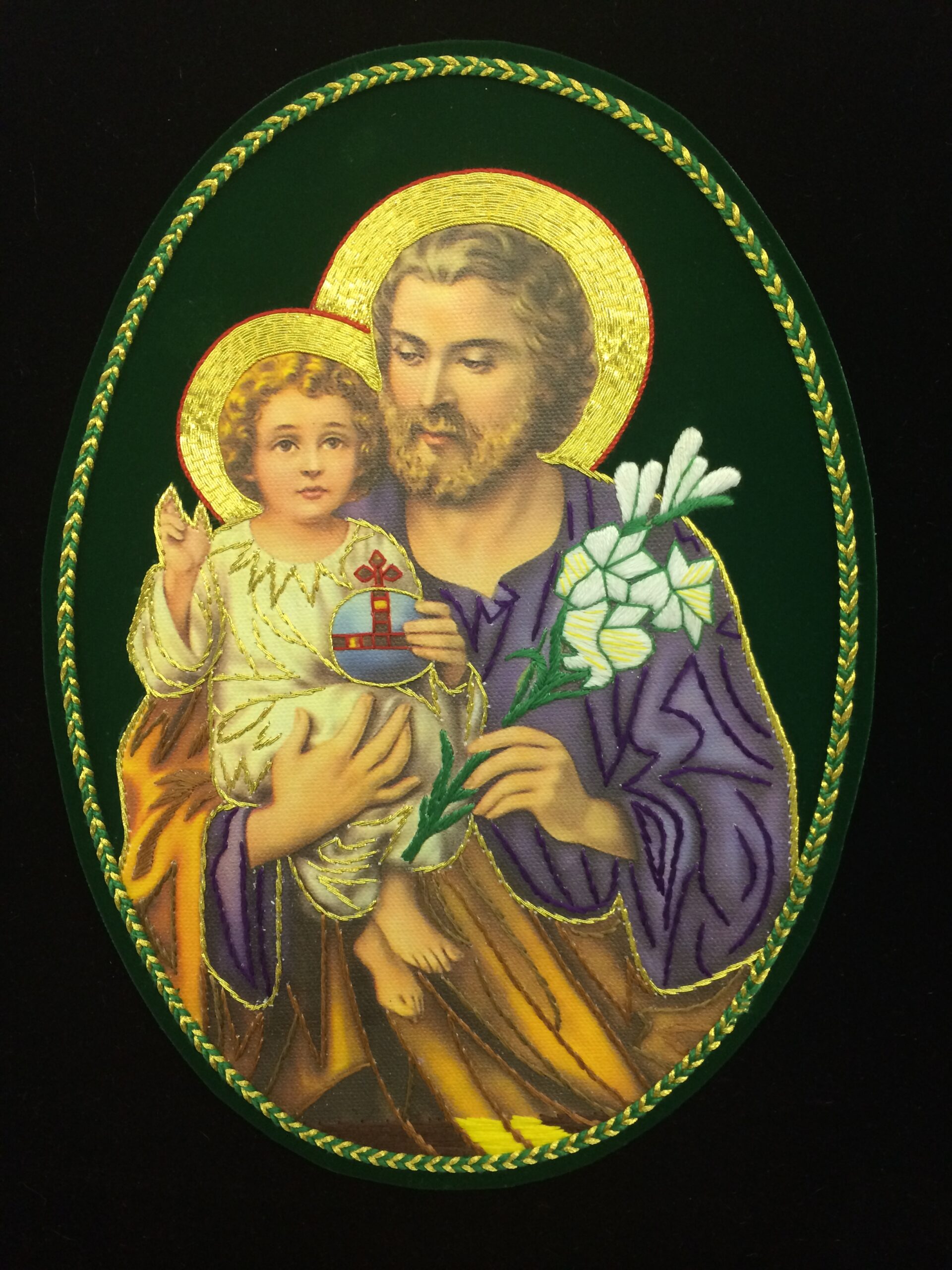 ST JOSEPH APPLIQUE GREEN MULTI #K