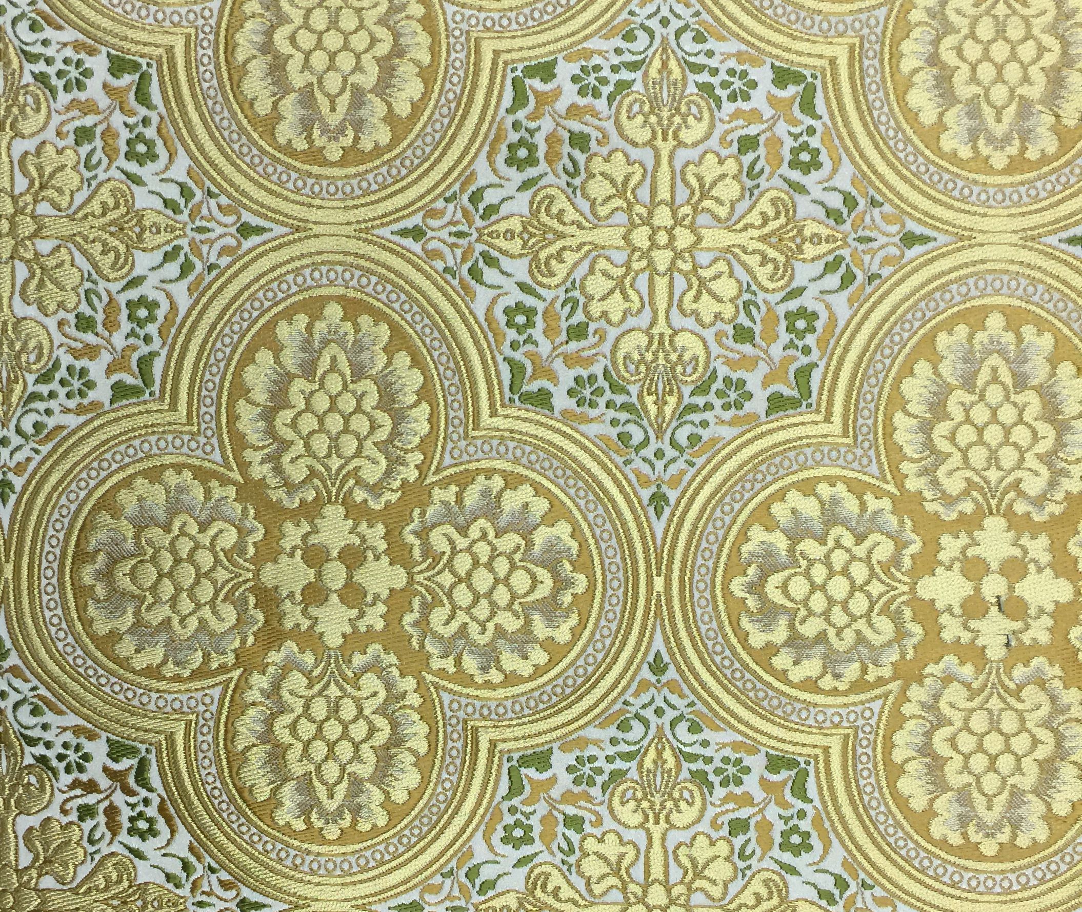 PORTOFINO FABRIC 60" WHITE/GOLD/GREEN