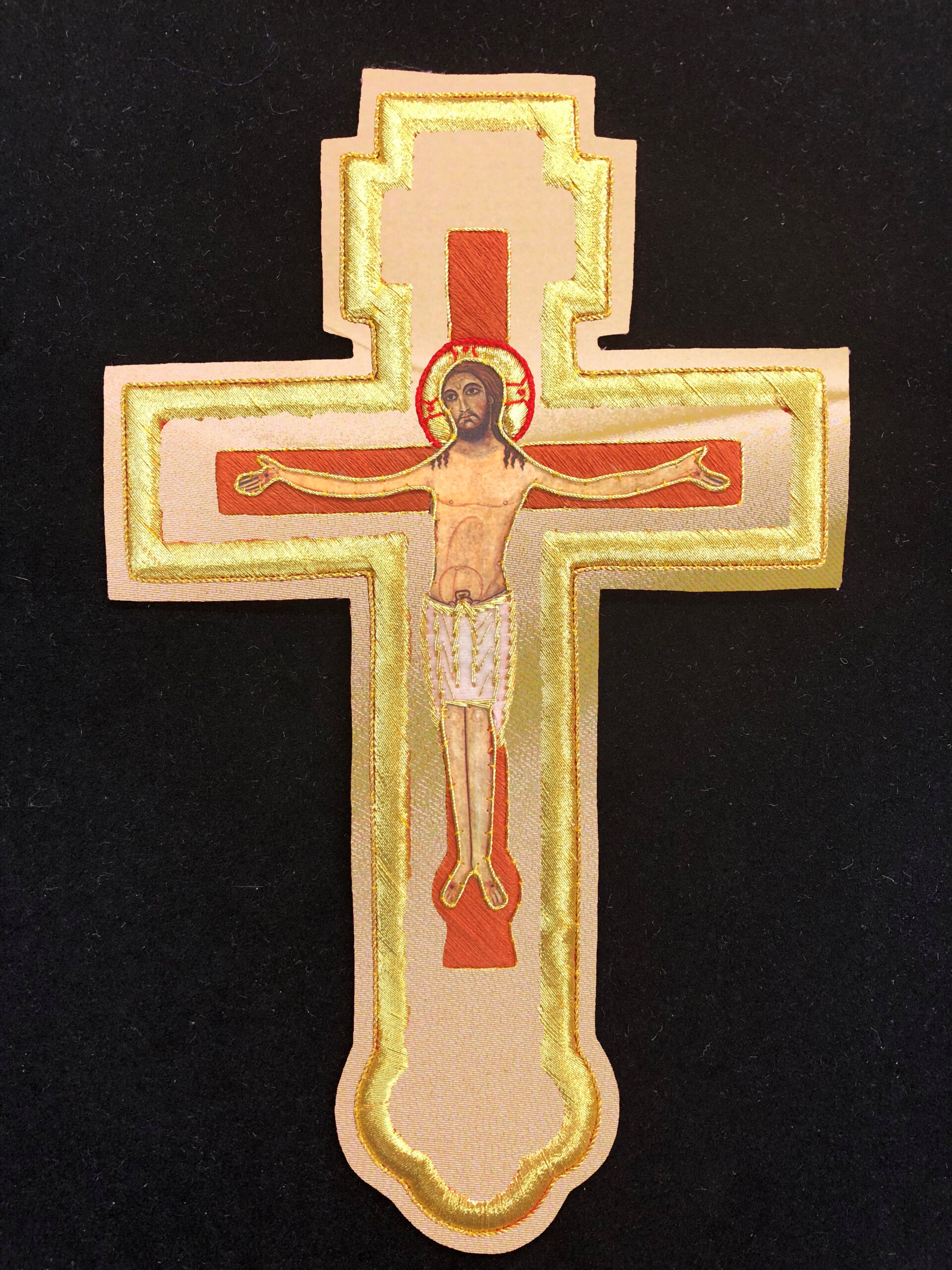 2-Bar Crucifiction Cross # Y 9" Gold/Gold