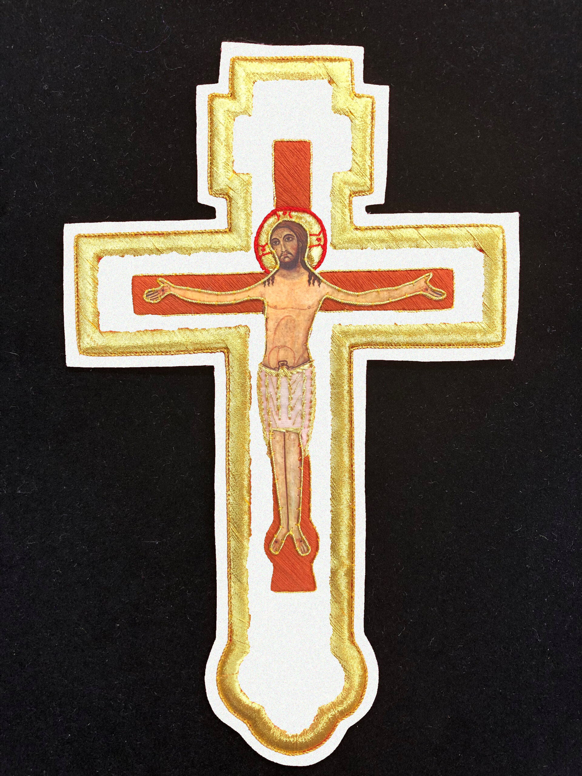 2-Bar Crucifiction Cross # Y 9" White/Gold